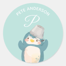 Pinguin Alphabet Monogram Niedlich School Daycare Runder Aufkleber
