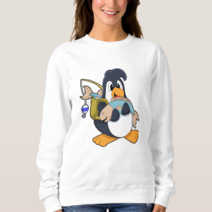 Pinguin als Angler mit Fisch Sweatshirt
