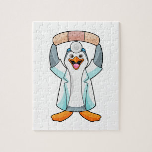 Pinguin als Arzt mit Plakat Puzzle