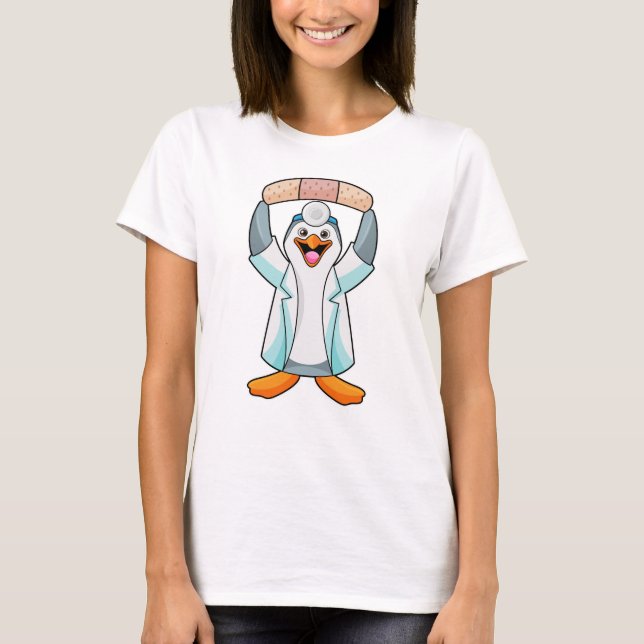 Pinguin als Arzt mit Plakat T-Shirt (Vorderseite)