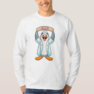 Pinguin als Arzt mit Plakat T-Shirt