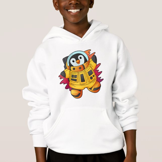 Pinguin als Astronaut im Anzug Hoodie (Vorderseite)