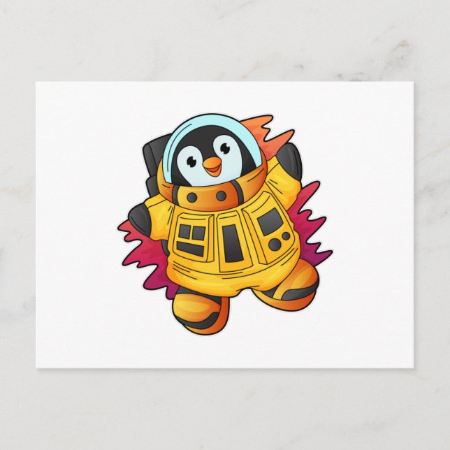 Pinguin als Astronaut im Anzug Postkarte (Vorderseite)