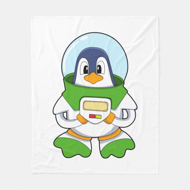 Pinguin als Astronaut mit Kostüm Fleecedecke (Vorderseite)