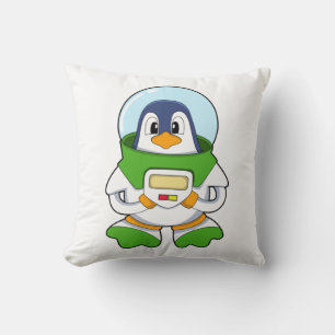 Pinguin als Astronaut mit Kostüm Kissen