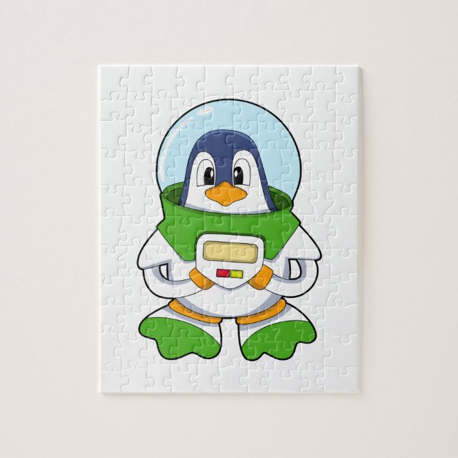 Pinguin als Astronaut mit Kostüm Puzzle (Vertikal)