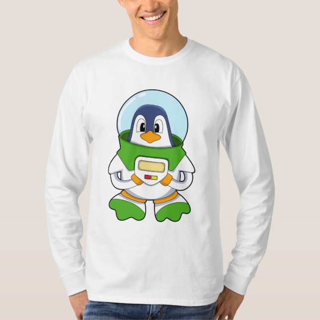 Pinguin als Astronaut mit Kostüm T-Shirt (Vorderseite)