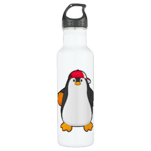Pinguin als Basketballspieler mit Basketball Edelstahlflasche