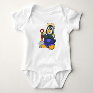 Pinguin als Bauer mit Shovel Baby Strampler