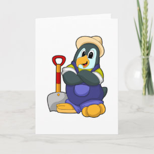 Pinguin als Bauer mit Shovel Karte