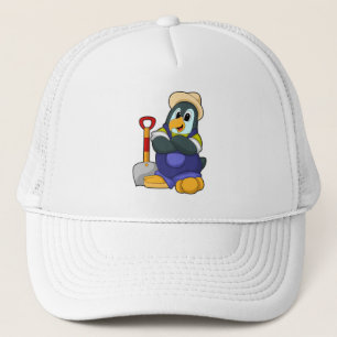 Pinguin als Bauer mit Shovel Truckerkappe