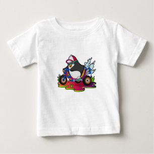 Pinguin als Biker mit Motorrad Baby T-shirt