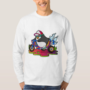Pinguin als Biker mit Motorrad T-Shirt