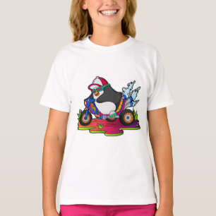 Pinguin als Biker mit Motorrad T-Shirt