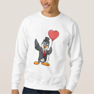 Pinguin als Bräutigam mit Herzballon Sweatshirt