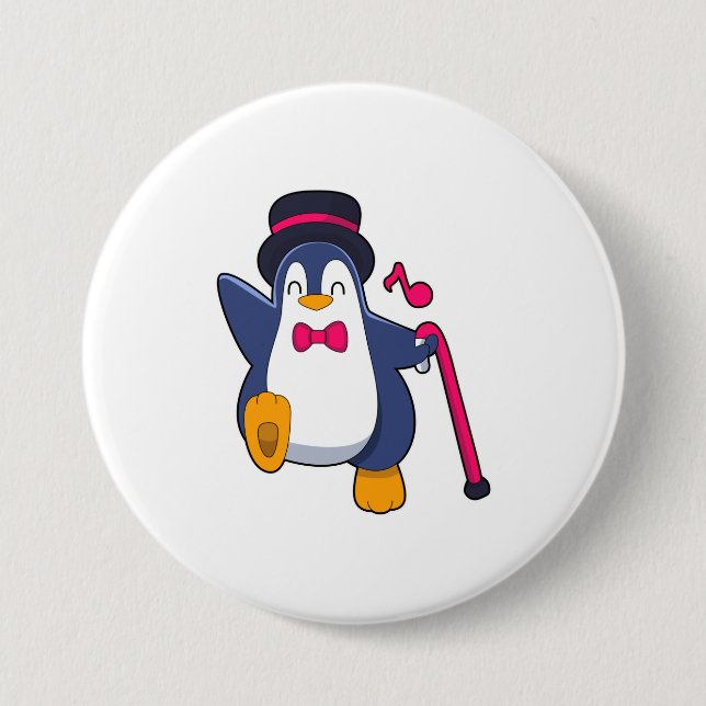 Pinguin als Bräutigam mit Krawatte Button (Vorderseite)