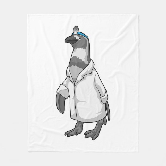 Pinguin als Doktor mit Doctor's Coat Fleecedecke (Vorderseite)