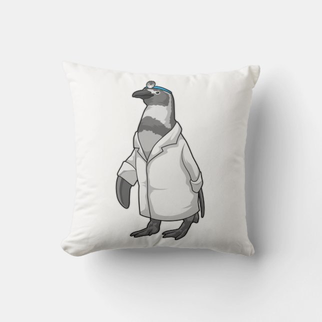 Pinguin als Doktor mit Doctor's Coat Kissen (Vorderseite)