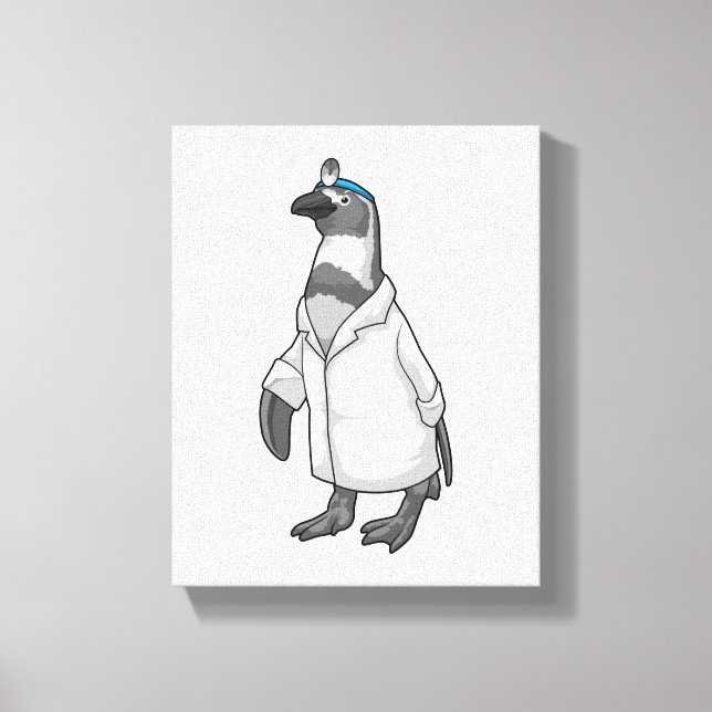 Pinguin als Doktor mit Doctor's Coat Leinwanddruck (Vorderseite)