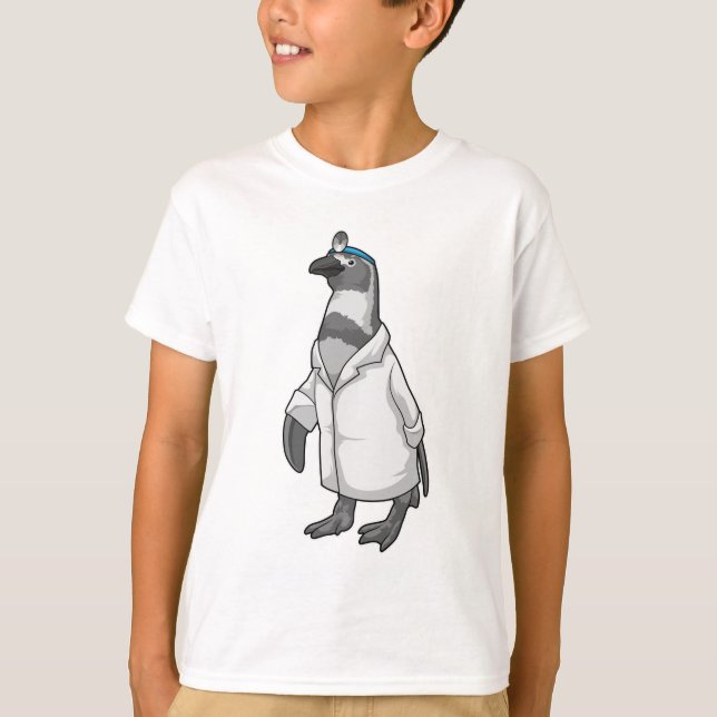 Pinguin als Doktor mit Doctor's Coat T-Shirt (Vorderseite)