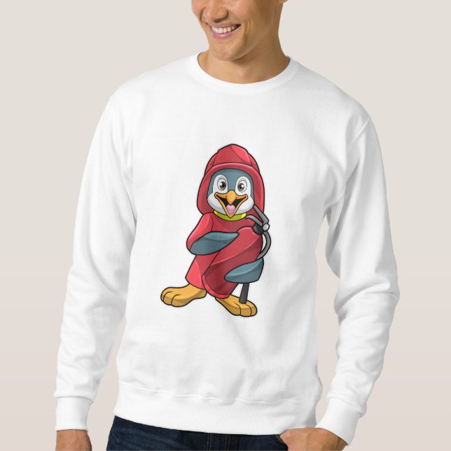 Pinguin als Feuerwehrmann mit Feuerlöscher Sweatshirt (Vorderseite)