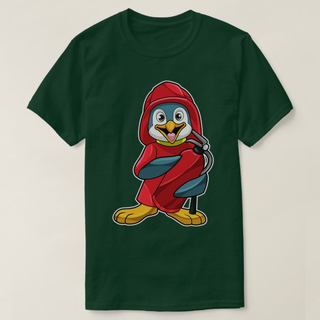 Pinguin als Feuerwehrmann mit Feuerlöscher T-Shirt (Design vorne)