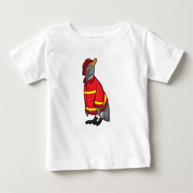 Pinguin als Feuerwehrmann mit Helmet Baby T-shirt (Vorderseite)