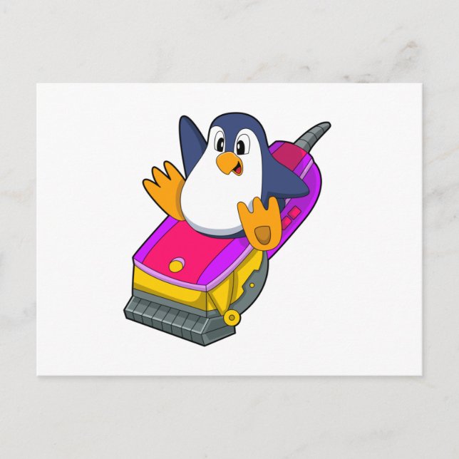 Pinguin als Friseur mit Razor Postkarte (Vorderseite)