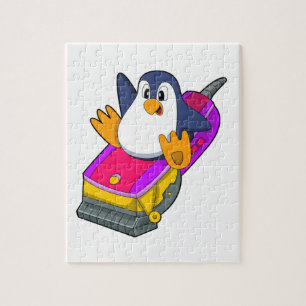 Pinguin als Friseur mit Razor Puzzle