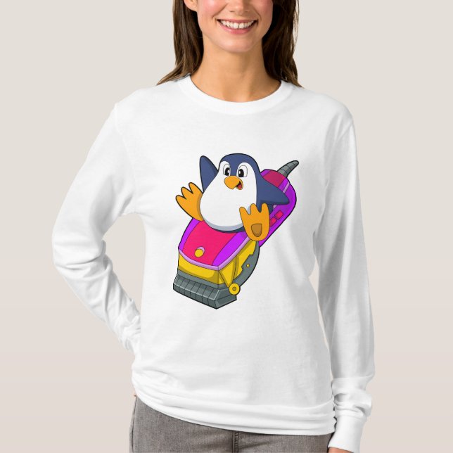 Pinguin als Friseur mit Razor T-Shirt (Vorderseite)