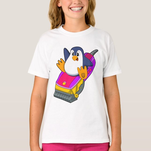 Pinguin als Friseur mit Razor T-Shirt (Vorderseite)