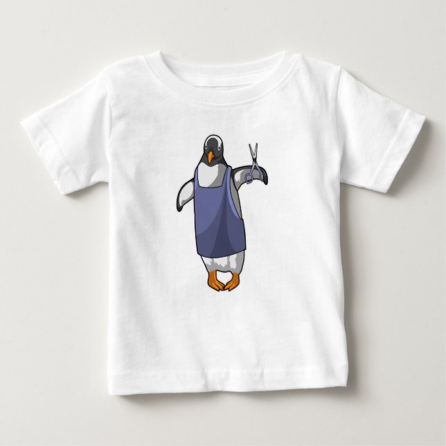 Pinguin als Friseur mit Schere Baby T-shirt (Vorderseite)
