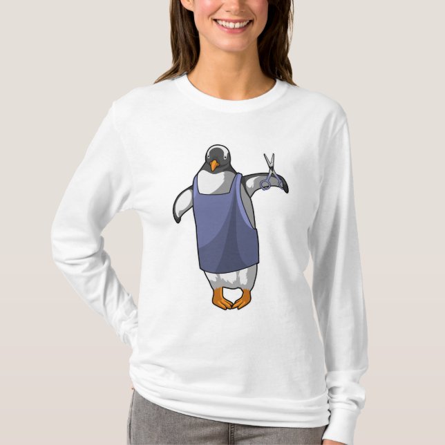 Pinguin als Friseur mit Schere T-Shirt (Vorderseite)