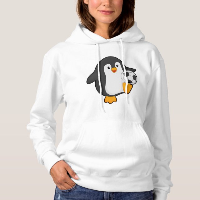 Pinguin als Fußballspieler mit Fußball Hoodie (Vorderseite)