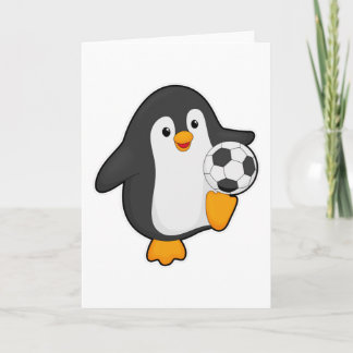 Pinguin als Fußballspieler mit Fußball Karte