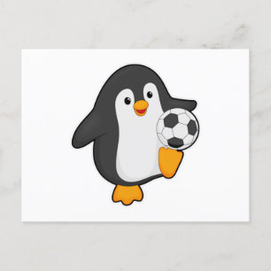 Pinguin als Fußballspieler mit Fußball Postkarte