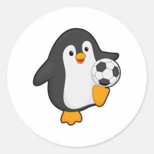 Pinguin als Fußballspieler mit Fußball Runder Aufkleber