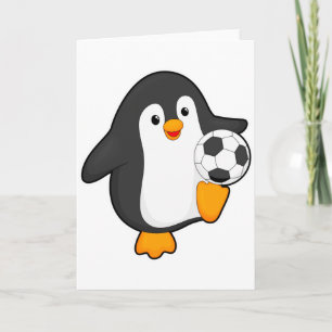 Pinguin als Fußballspieler mit Fußball T-Shirt  Karte