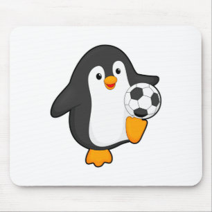 Pinguin als Fußballspieler mit Fußball-T-Shirt  Mousepad