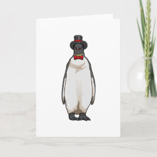Pinguin als Gentleman mit Hut Karte