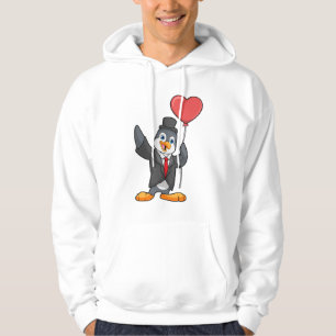 Pinguin als Groom mit Herz Ballon Hoodie