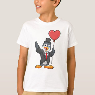 Pinguin als Groom mit Herz Ballon T-Shirt