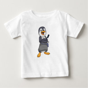 Pinguin als Haarstylistin mit Kamm Baby T-shirt