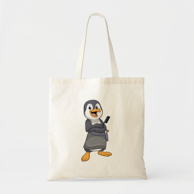 Pinguin als Haarstylistin mit Kamm Tragetasche (Vorne)