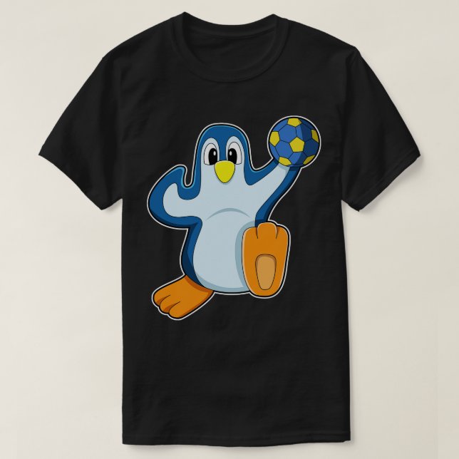 Pinguin als Handballspieler mit Handball T-Shirt (Design vorne)