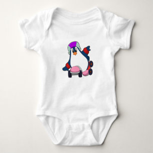 Pinguin als Inline-Skater mit Inline-Skaten Baby Strampler
