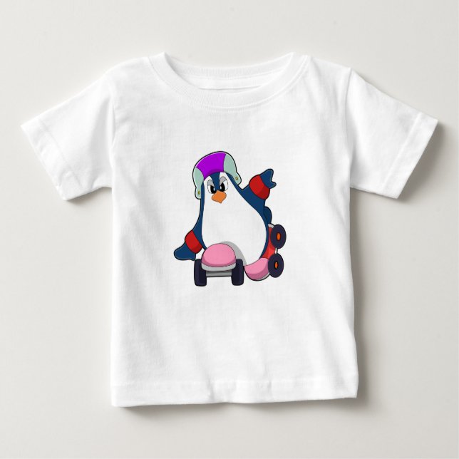 Pinguin als Inline-Skater mit Inline-Skaten Baby T-shirt (Vorderseite)