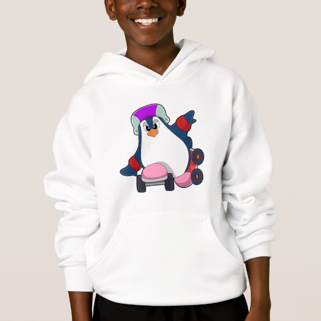 Pinguin als Inline-Skater mit Inline-Skaten Hoodie (Vorderseite)