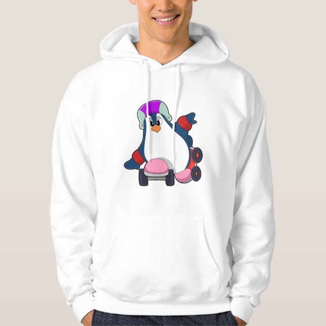 Pinguin als Inline-Skater mit Inline-Skaten Hoodie (Vorderseite)