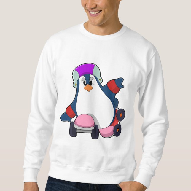 Pinguin als Inline-Skater mit Inline-Skaten Sweatshirt (Vorderseite)